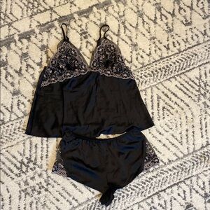 Flora Nickrooz Black and Purple Lace Sleepwear Set